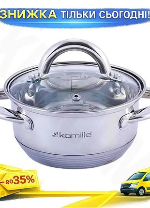 Ku каструля kamille із universal fit нержавіючої сталі 2.4л з індукційним дном для приготування та кип uni2l_k