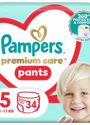 Подгузники pampers premium care pants junior размер 5 (12-17 кг) 34 шт (8001090759870)