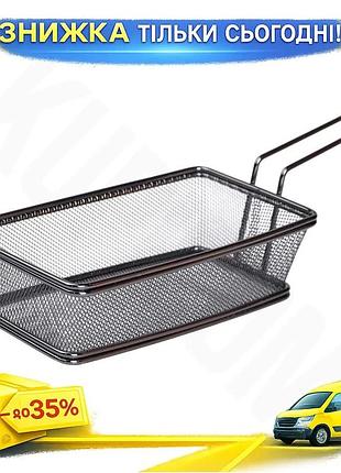 Ku корзина сервировочная из universal fit нержавеющей стали черная 21х11,5х5,5 см для подачи картофеля uni2l_k