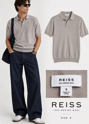 Мужское поло reiss — 100% extra fine merino wool, размер s