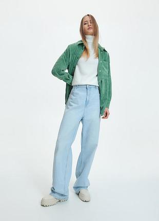 Зелена вельветова сорочка вiд h&m