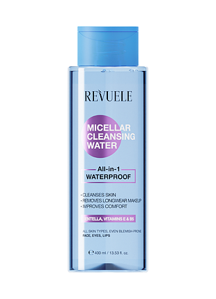 Міцелярна вода all-in-1 для зняття водостійкого макіяжу revuele micellar cleansing water, 400 мл