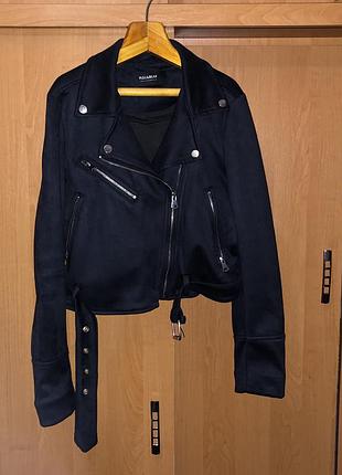 Косуха pull&bear жіноча куртка замшева темно синя