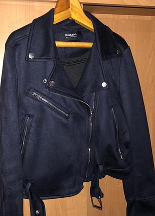 Косуха pull&bear жіноча куртка замшева темно синя 2