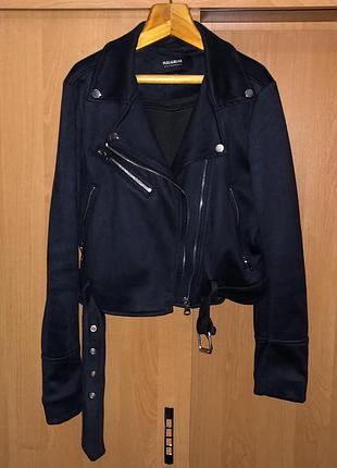 Косуха pull&bear жіноча куртка замшева темно синя 4