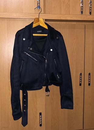 Косуха pull&bear жіноча куртка замшева темно синя 3
