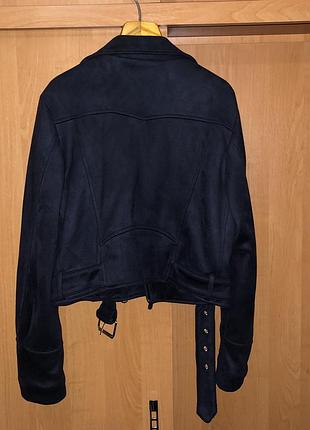Косуха pull&bear жіноча куртка замшева темно синя 6