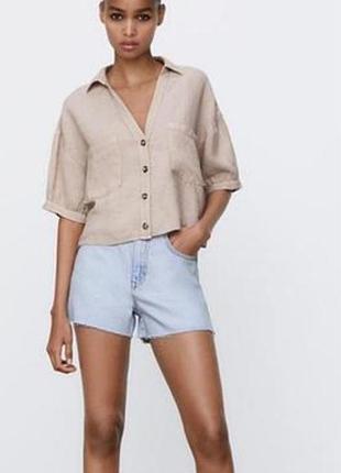 Zara  сорочка  оверсайз 100%льон 2