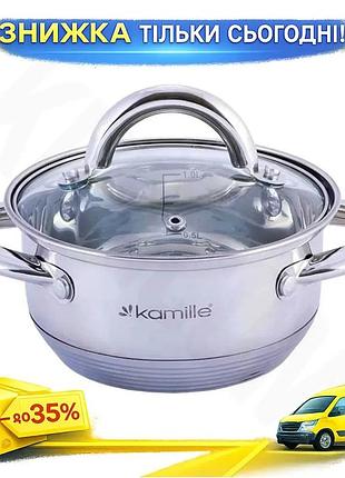 Ku кастрюля kamille из universal fit нержавеющей стали 3,4л с индукционным дном для готовки и запекани uni2l_k
