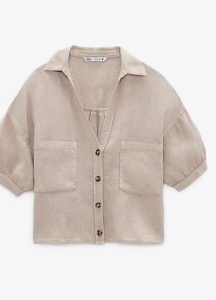 Zara  сорочка  оверсайз 100%льон 4