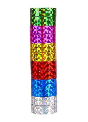 Скотч декоративний "голограма" 2-96, 1,2 см, 2 м, 12 штук