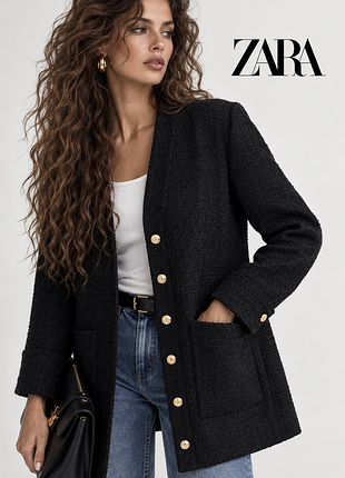 Zara базовий твідовий букле жакет на ґудзиках