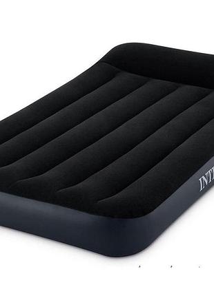 Intex 64146 (191 x 99 x 25см) надувной матрас с подголовником, електронасос