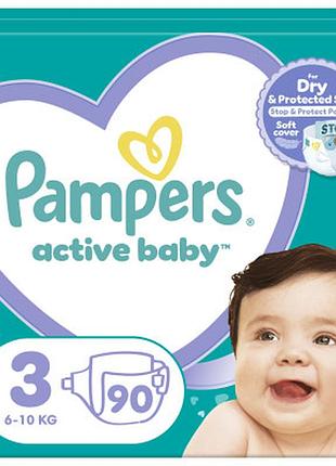 Подгузники pampers active baby mid размер 3 (6-10 кг) 90 ш (8001090949455)