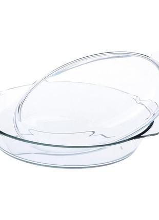 Каструля із термоскла з кришкою овальна 1500ml ms-0360