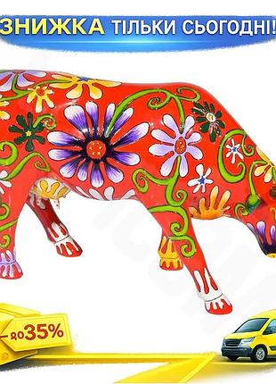 Ku статуэтка корова flower universal fit cow коллекционная полистоун для интерьера декорирование подар uni2l_k