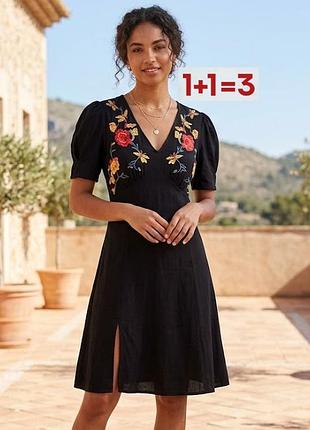 1+1=3 🎁 легка сукня з вишивкою та розрізами від topshop