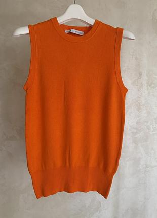 Жіночий светр без рукавів, помаранчевий, zara, розмір s