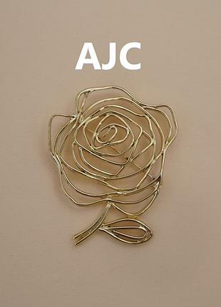 Брошь роза винтаж большая ajc под золото