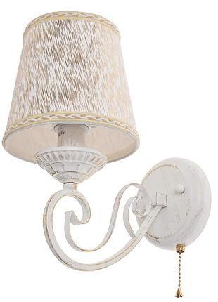 Бра настенное накладное прованс с абажуром bkl-663w/1 e14 wh+g brille 29-033