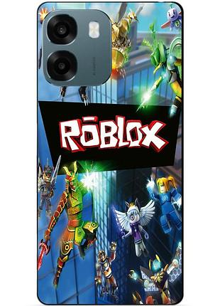 Силиконовый бампер чехол для oppo a6 с картинкой roblox роблокс