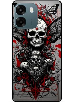 Силиконовый чехол для oppo a6 с рисунком череп скелет