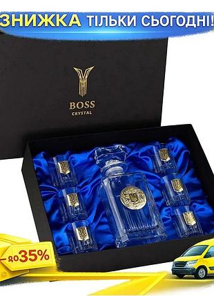 Ku набор для водки universal fit тризуб boss crystal хрусталь графин и 6 рюмок для крепких напитков на uni2l_k