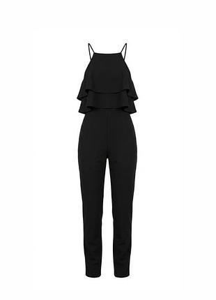 Missguided жіночий ромпер комбінезон комбез чорний брендовий фірмовий з воланами на лямках стильний зі штанами