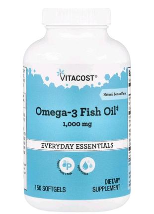 Vitacost
everyday essentials, риб'ячий жир з омега-3, натуральний лимон, 1000 мг, 150 капсул