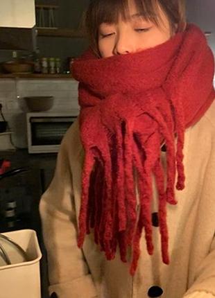 🧣 стильный теплый шарф❤️ красный