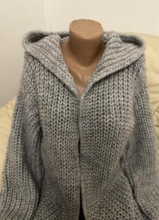 Продам довгий кардиган від zara крупної вʼязки з капюшоном