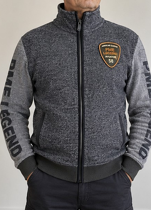 Мужская кофта на молнии pme legend americ classic xxl серая