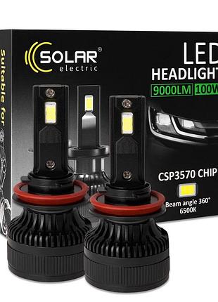Автолампа solar led h8-h11-h16 12/24v 100w 9000lm 6500k csp3570 2шт