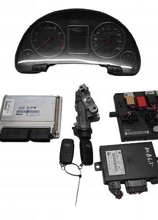 Блок управления двигателем эбу audi a4 b6 00-2.4 v6 bdv driver start-up kit 8e0909052