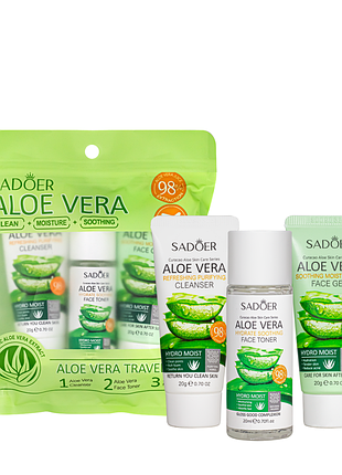 Дорожній набір косметики для обличчя sadoer aloe vera 3 в 1