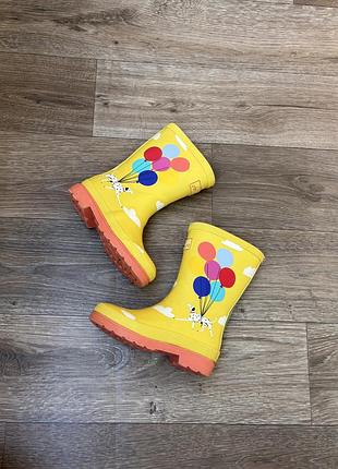 Яскраві гумові чоботи joules jnr welly print (великобританія), р.31 (12), устілка 19,5см., на стопу 18,5-19см., на 5-6р. жовті