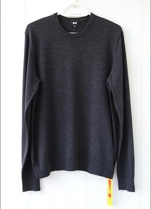 Мягкий мужской шерстяной джемпер, свитер uniqlo, мериносовая шерсть