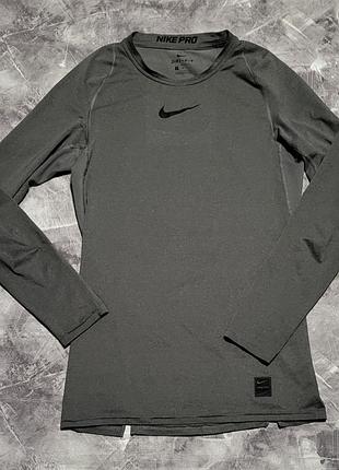 Мужская компрессионная футболка (лонгслив) с длинными рукавами nike pro dri-fit
