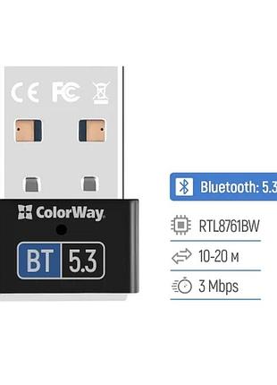 Ku адаптер usb bluetooth universal fit colorway 5.3 черный беспроводной адаптер для ноутбука uni2l_k 6