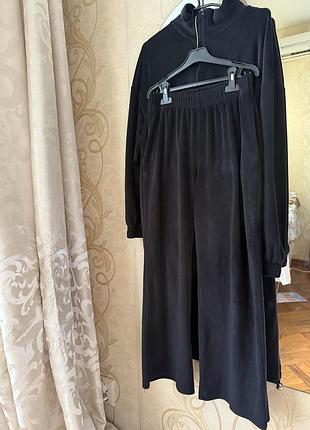 Велюровий спортивний костюм чорний s/m
