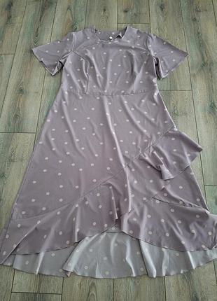 Красивое в горох с воланом платье 👗 5