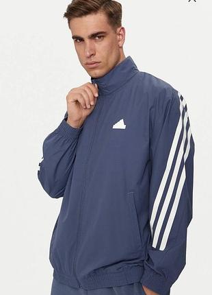 Чоловіча синьо-сіра спортивна вітрівка на блискавці від adidas  розмір l  куртка курточка