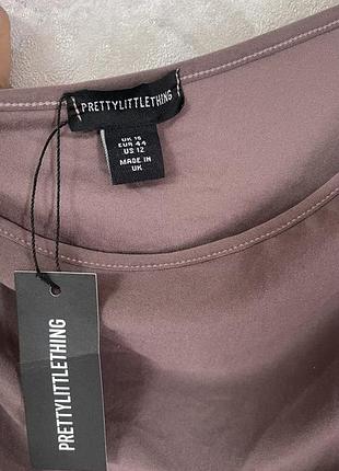 Драпований асиметричний топ prettylittlething в рубчик / колір тауп (кава з молоком)