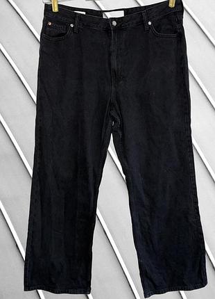 Женские черные широкие джинсы river island wide leg распространёй 18 xxl 2xl 46 52 54 ривер айленд джинсы с высокой посадкой широкие джинсы 54