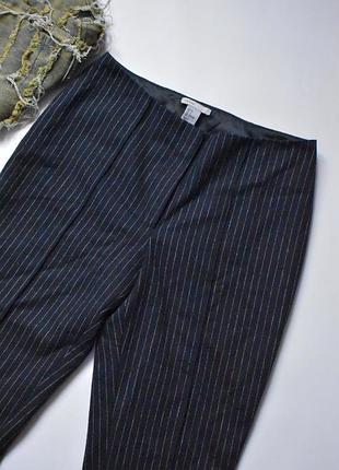 Темно-сині брюки в смужку з вовни h&m wool blend 36