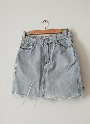 Zara.женская голубая джинсовая мини юбка.
