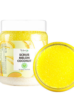 Скраб для лица и тела top beauty melon coconut с ароматом дыни и кокосовым маслом 250 мл