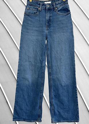 Жіночі блакитні широкі джинси h&m wide leg eur 36 s 8 36 42 44 ейчендем джинси з високою посадкою широкі блакитні джинси 44