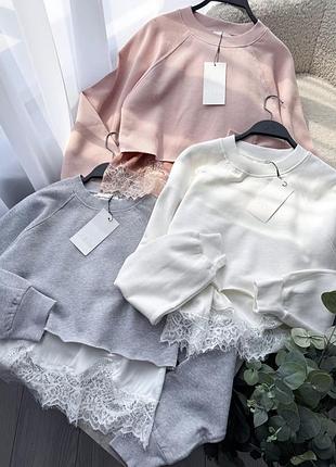 Шикарний світшот zara з мереживом, кружево, нова колекція, оригінал іспанія