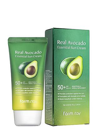 Солнцезащитный крем для лица с spf 50+ pa++++ farmstay real avocado, 70 мл